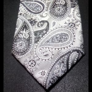 GIORGIO BRUTINI Silver & Black Paisley Tie